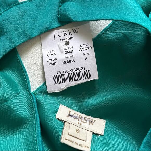 J. Crew Factory Dress Teal Halter Sleeveless Open Wrap Back Shift Size 6 NEW - Picture 10 of 12